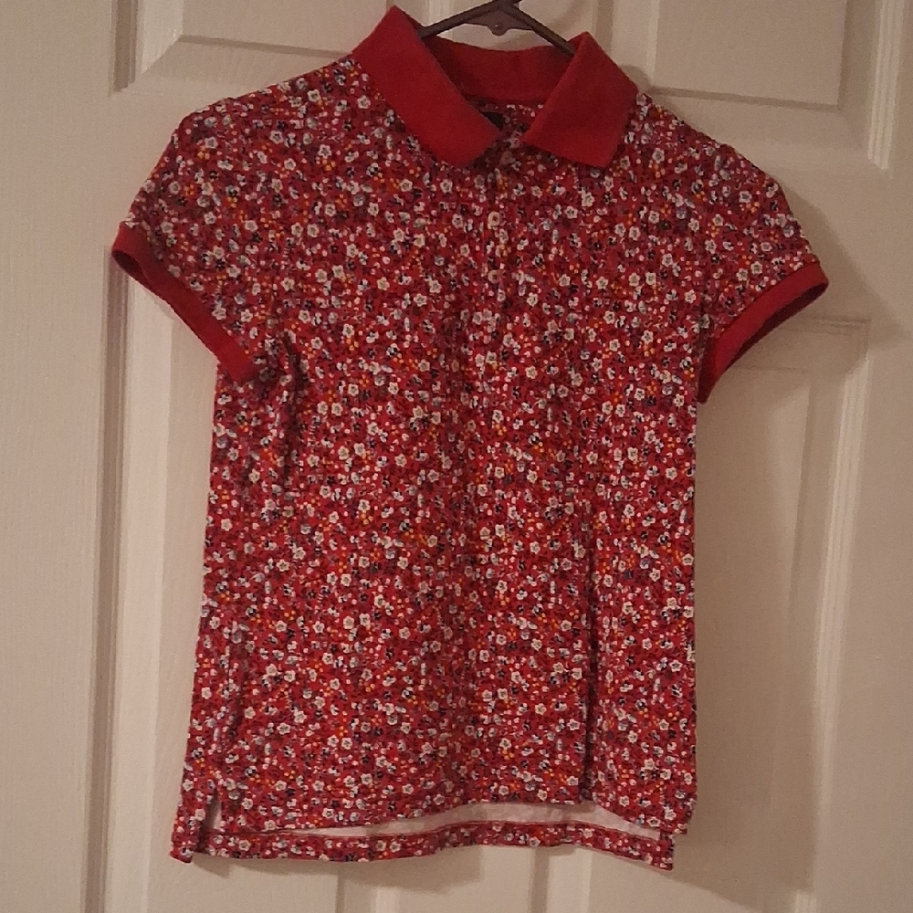 Polo by Ralph Lauren Red Floral Girls' Polo Shirt Sized XL 16